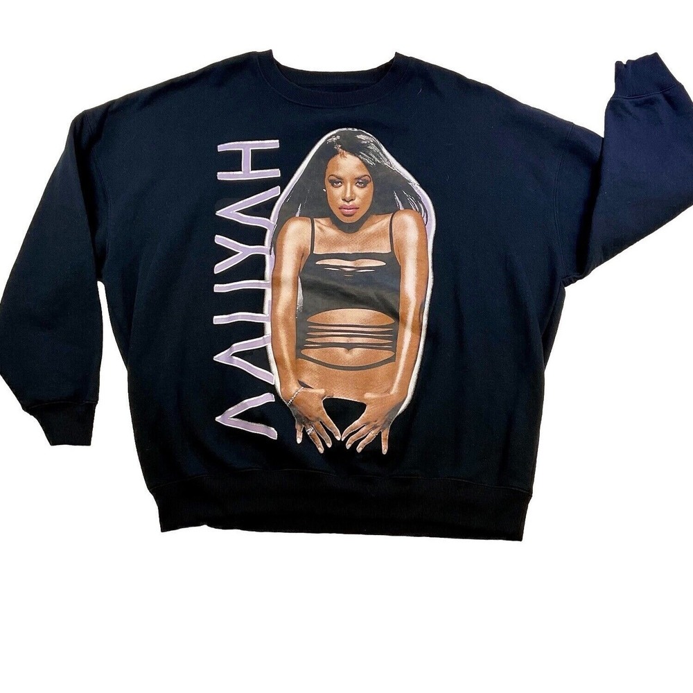 Aaliyah Graphic Sweatshirt Women‎ Cotton Blend 2X 90s Hip Hop R&B Princess